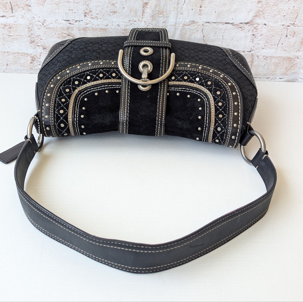 Coach Vintage Soho Black Signature C Canvas & Patchwork Shoulder Bag - Picture 11 of 16